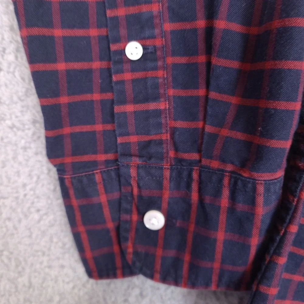 J.CREW Button-Up Shirt‎ XL Slim Untucked Fit American Pima Cotton Navy Blue Red